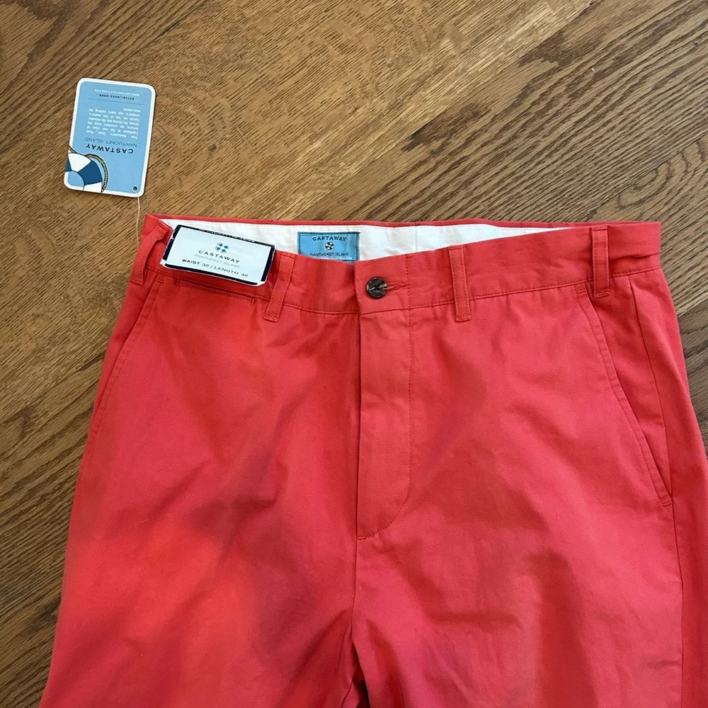 NEW Castaway Nantucket Island Pants 32x32 Harbor Chino Stretch Twill coral NWT - Picture 3 of 5